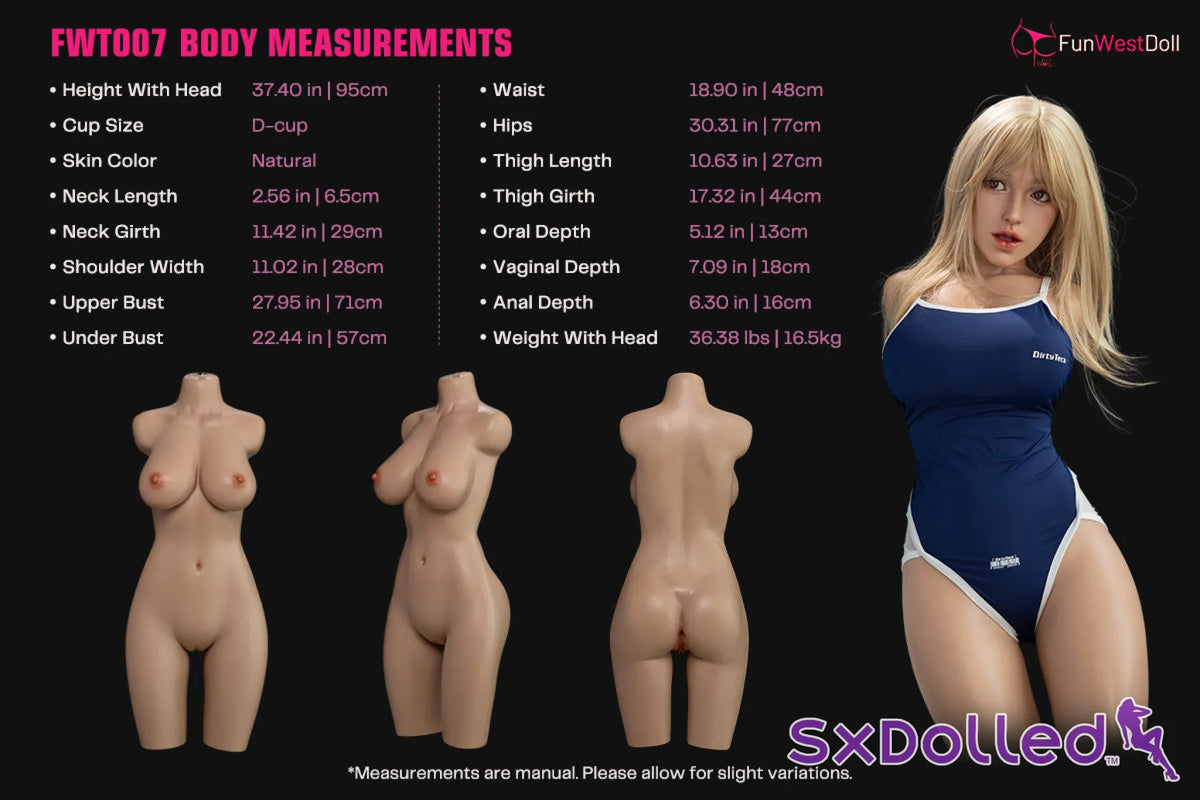 Bella E (D-Cup) (95cm) | Alluring Blonde Bombshell Sex Doll Torso | Funwest Doll - D-Cup / 95cm / Blonde - Sex Torso