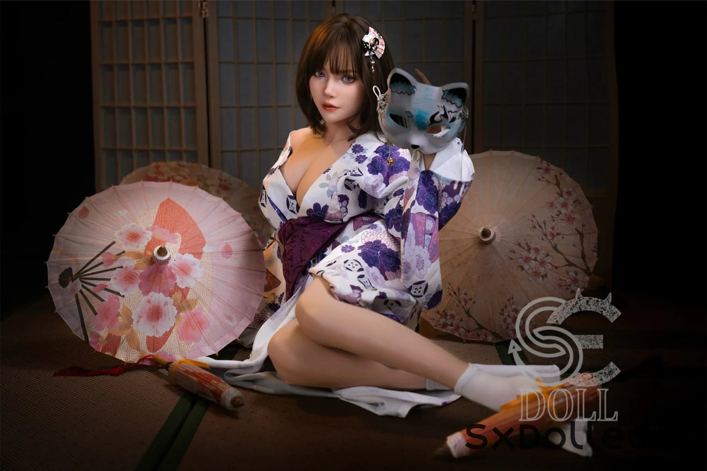 Kemeny.E (D Cup) (155cm) | Purple Eyed Kimono Sex Doll | SE Doll D Cup / 155cm / Brunette Sex Doll