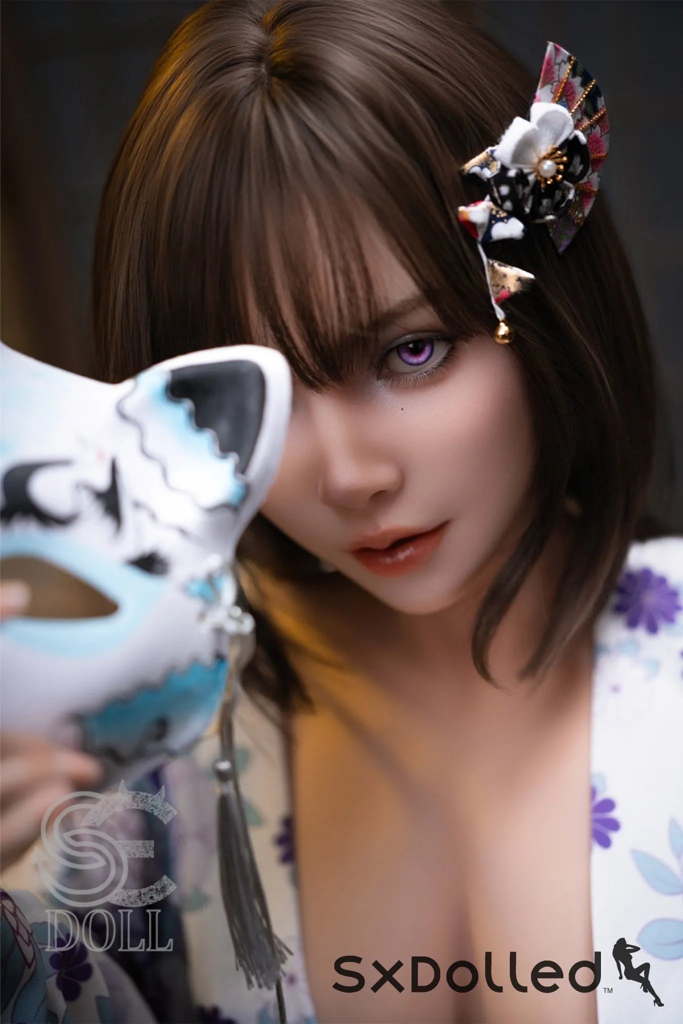 Kemeny.E (D Cup) (155cm) | Purple Eyed Kimono Sex Doll | SE Doll D Cup / 155cm / Brunette Sex Doll