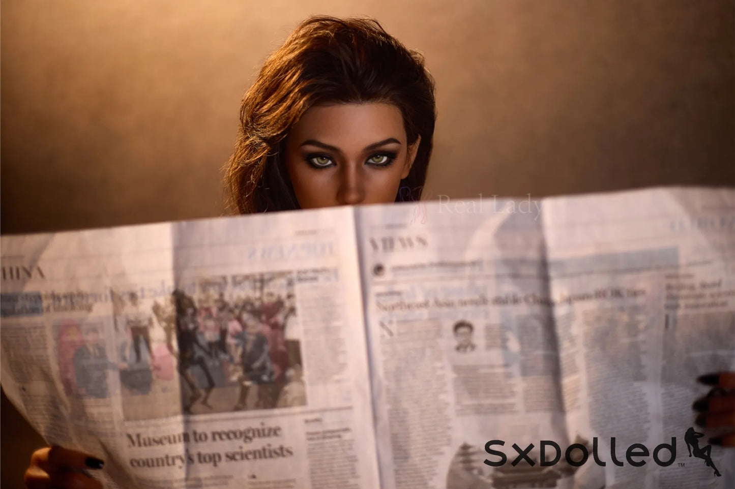 Lena D (H Cup) (150cm) | Tan Green Eyed Latina Sex Doll | Real Lady H Cup / 150cm / Brunette Sex Doll