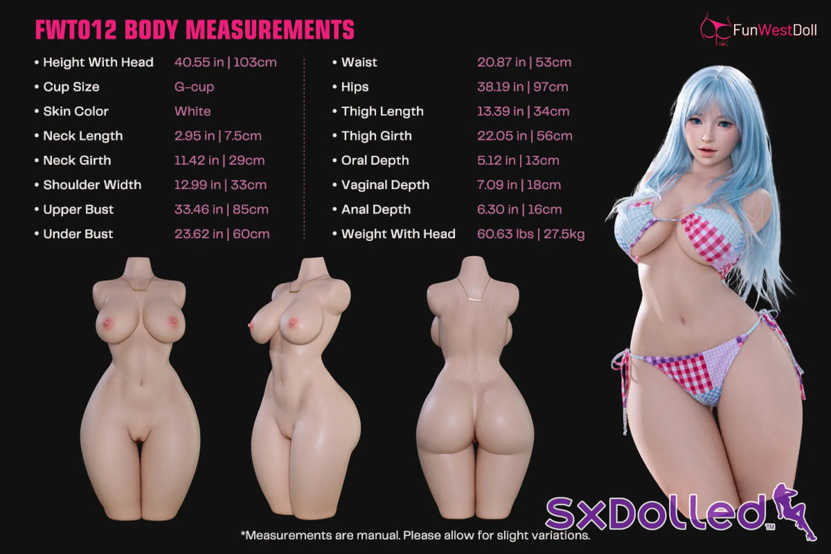 Alice E (G-Cup) (103cm) | EU In Stock Sex Doll Torso | Funwest Doll - G-Cup / 103cm / Blue - Sex Doll