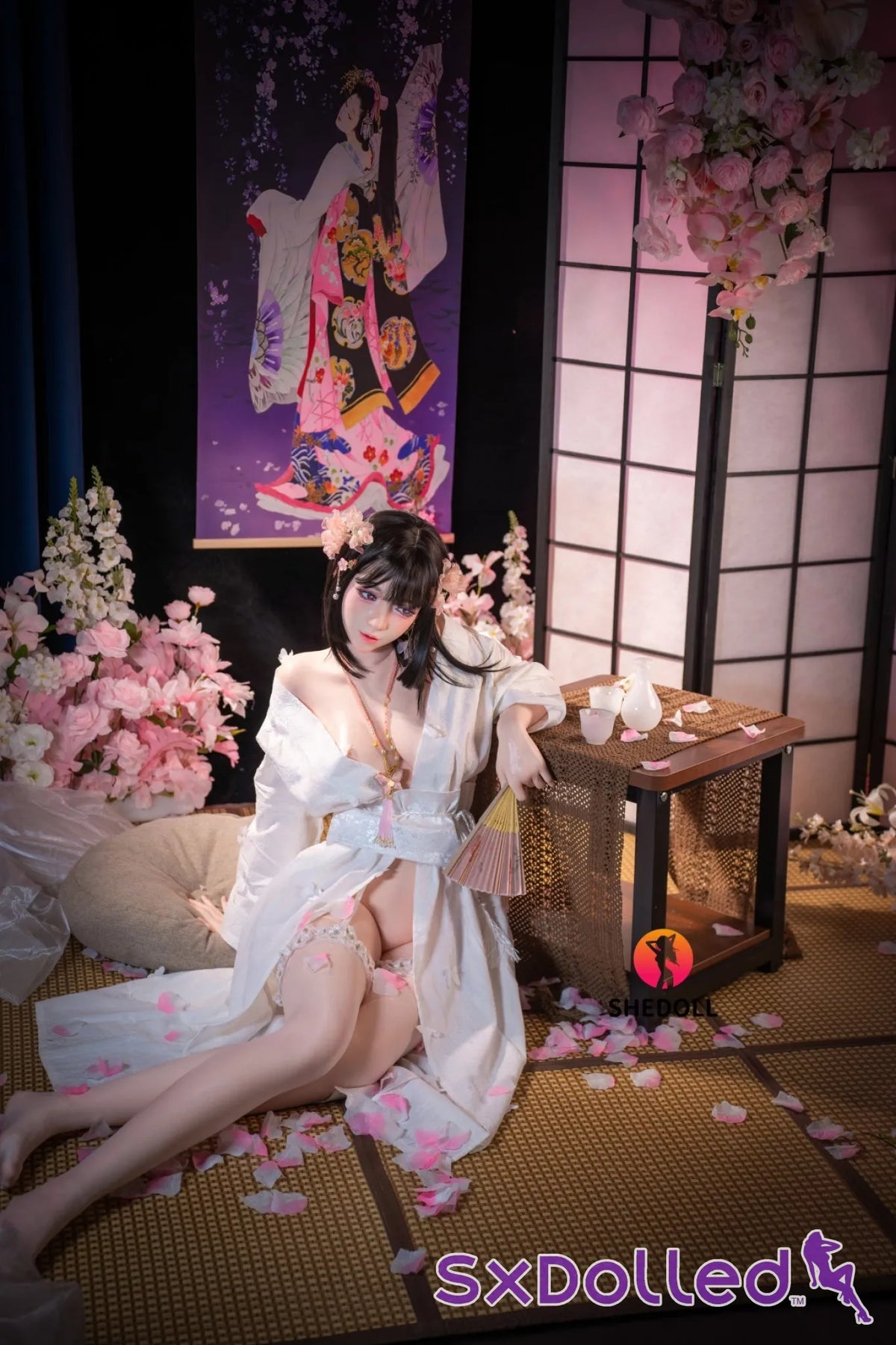 Cynthia B (D-Cup) (168cm) | Floral Kimono Beauty Sex Doll | SHEDOLL - D-Cup / 168cm / Black - Sex Doll
