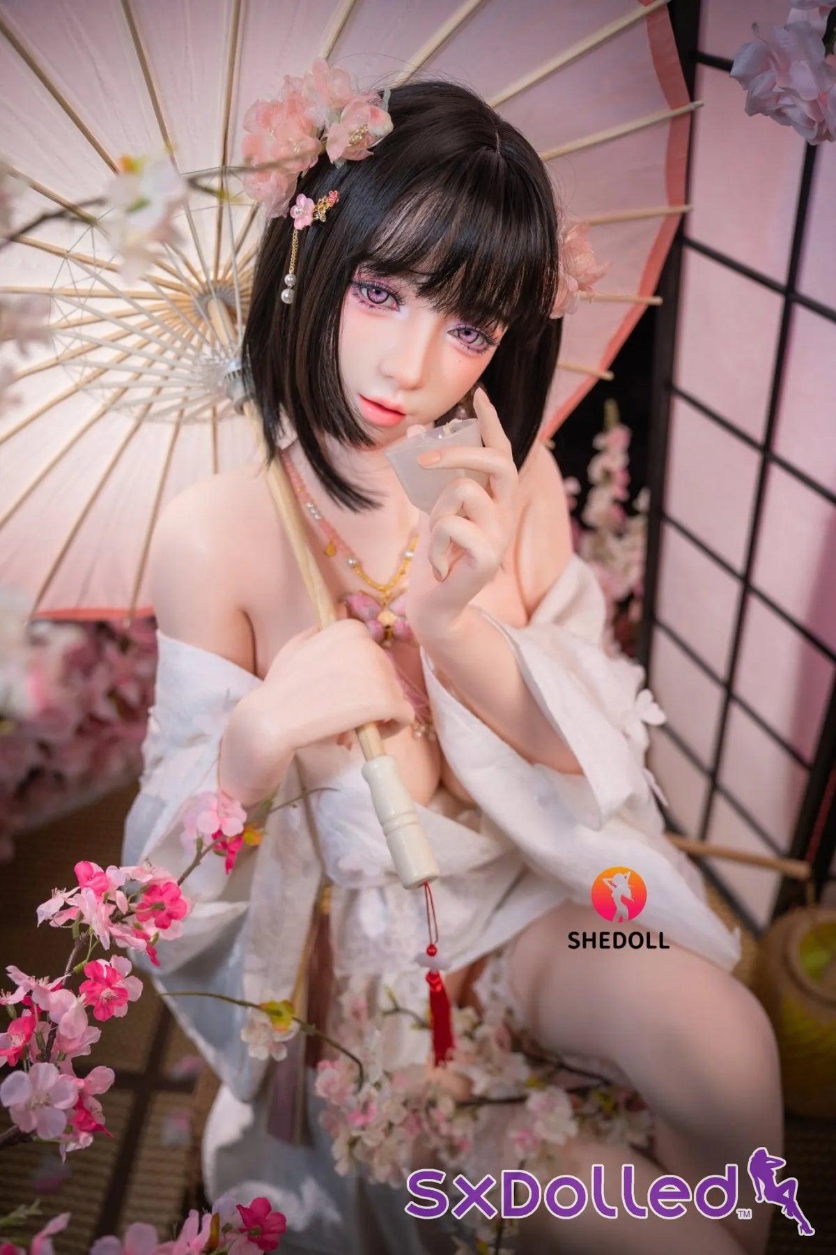 Cynthia B (D-Cup) (168cm) | Floral Kimono Beauty Sex Doll | SHEDOLL - D-Cup / 168cm / Black - Sex Doll