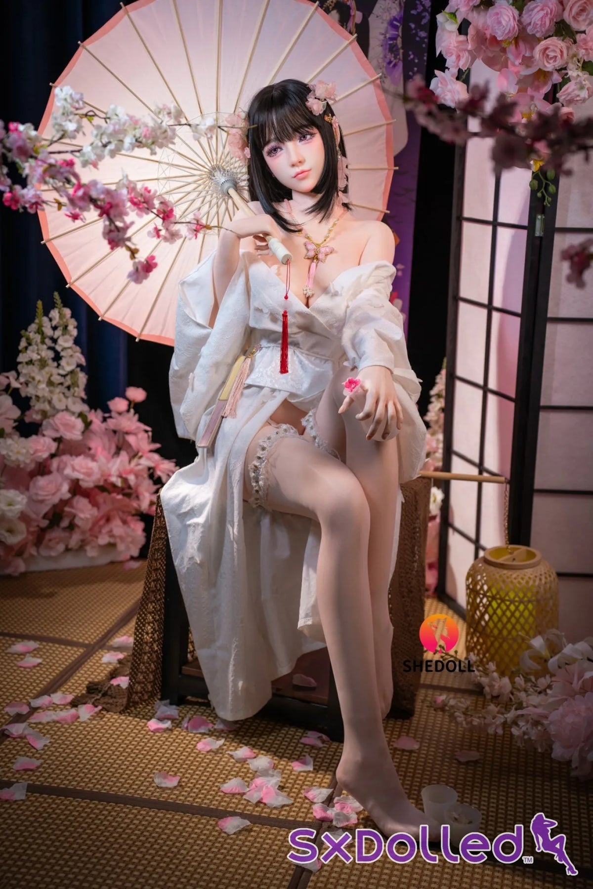 Cynthia B (D-Cup) (168cm) | Floral Kimono Beauty Sex Doll | SHEDOLL - D-Cup / 168cm / Black - Sex Doll