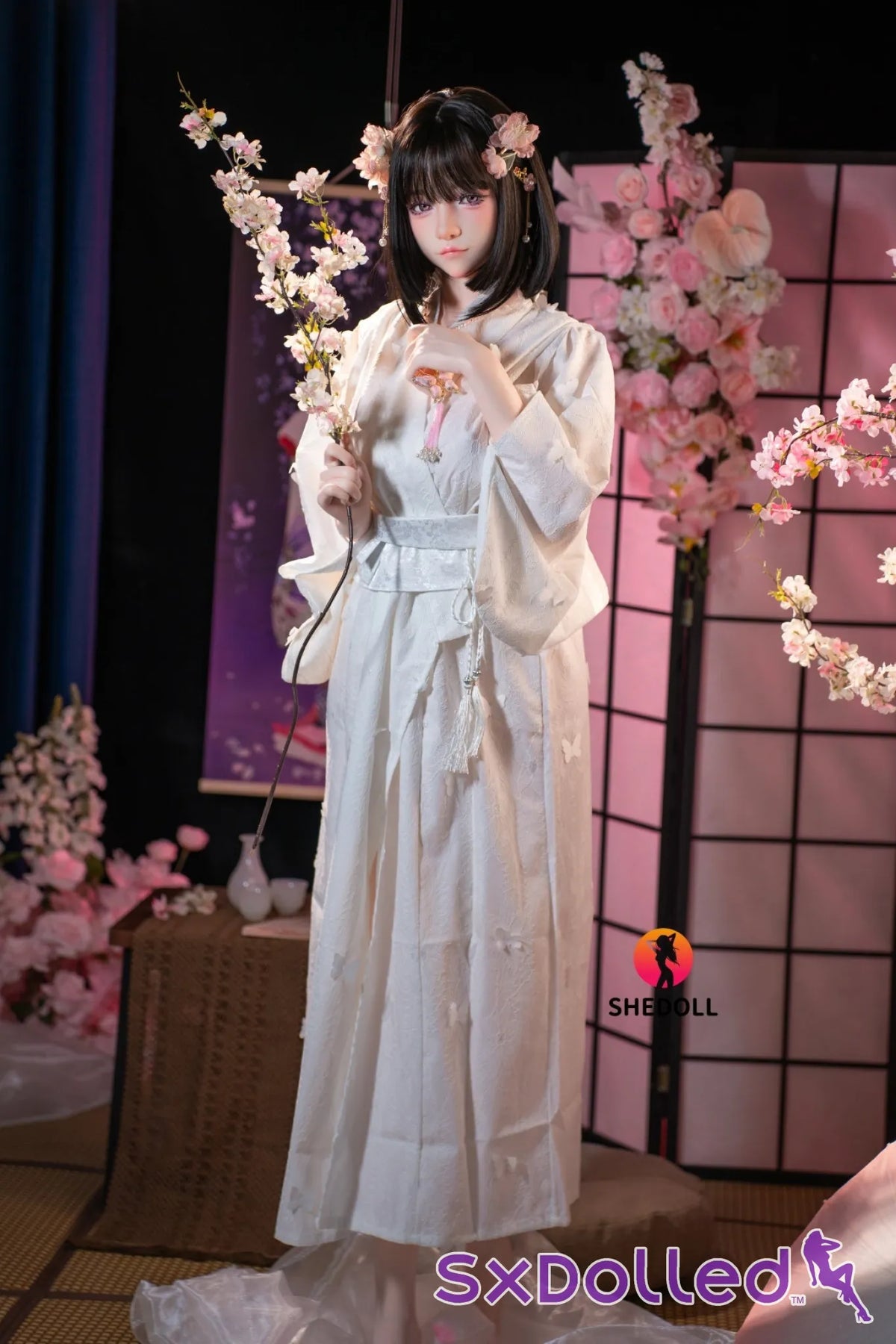 Cynthia B (D-Cup) (168cm) | Floral Kimono Beauty Sex Doll | SHEDOLL - D-Cup / 168cm / Black - Sex Doll