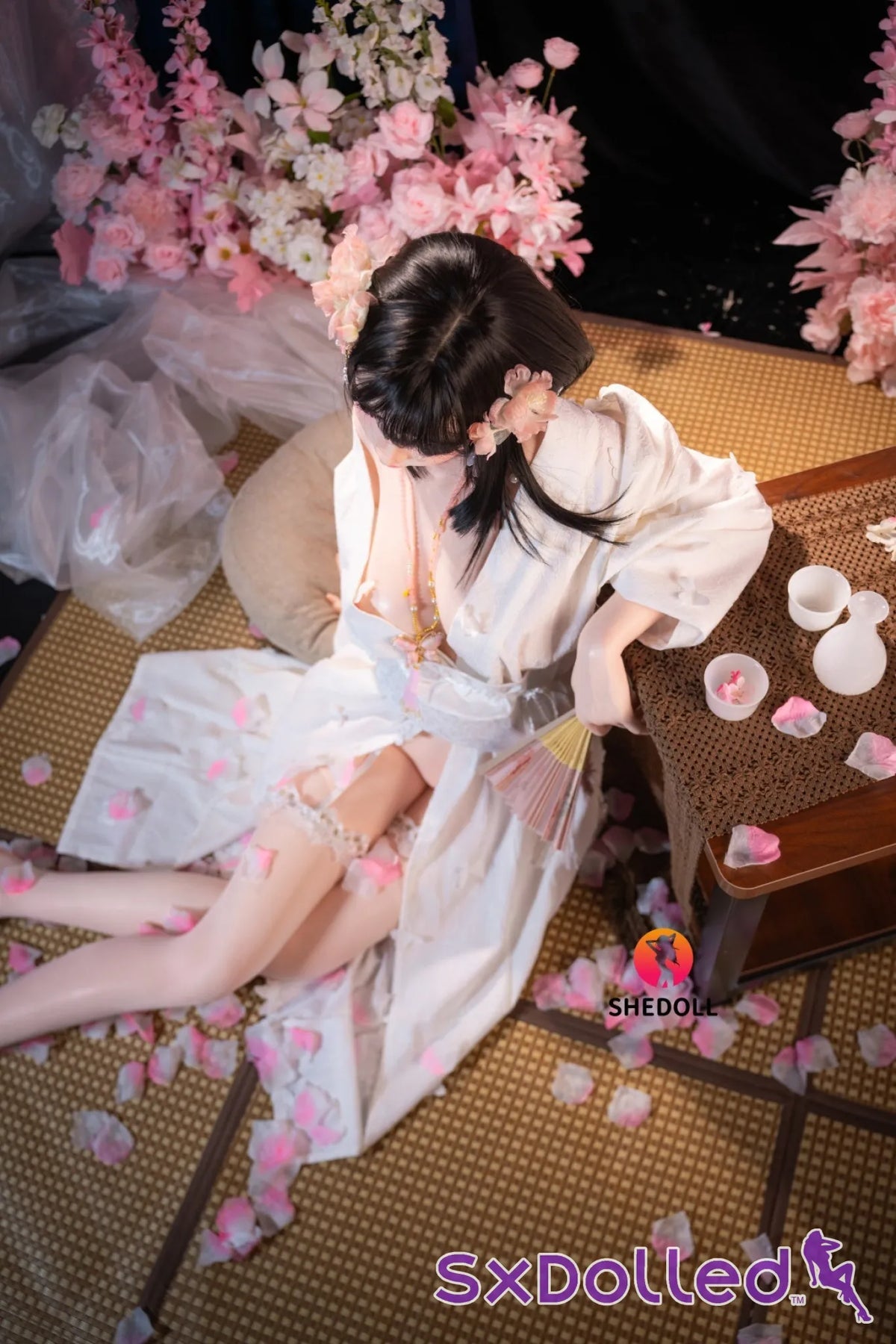 Cynthia B (D-Cup) (168cm) | Floral Kimono Beauty Sex Doll | SHEDOLL - D-Cup / 168cm / Black - Sex Doll