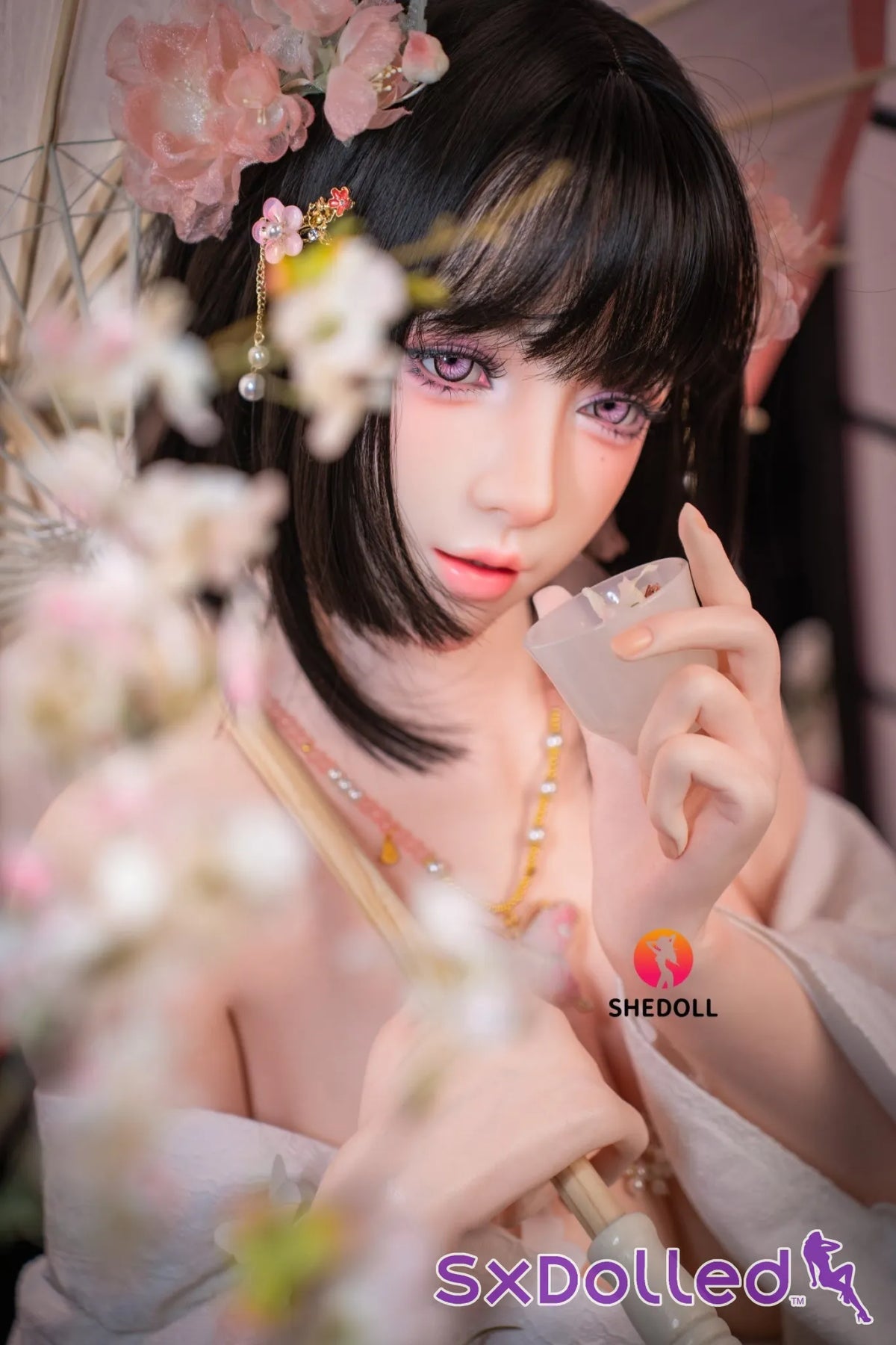 Cynthia B (D-Cup) (168cm) | Floral Kimono Beauty Sex Doll | SHEDOLL - D-Cup / 168cm / Black - Sex Doll