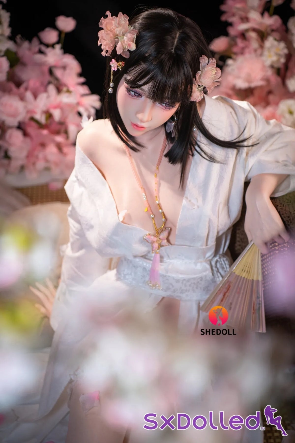 Cynthia B (D-Cup) (168cm) | Floral Kimono Beauty Sex Doll | SHEDOLL - D-Cup / 168cm / Black - Sex Doll