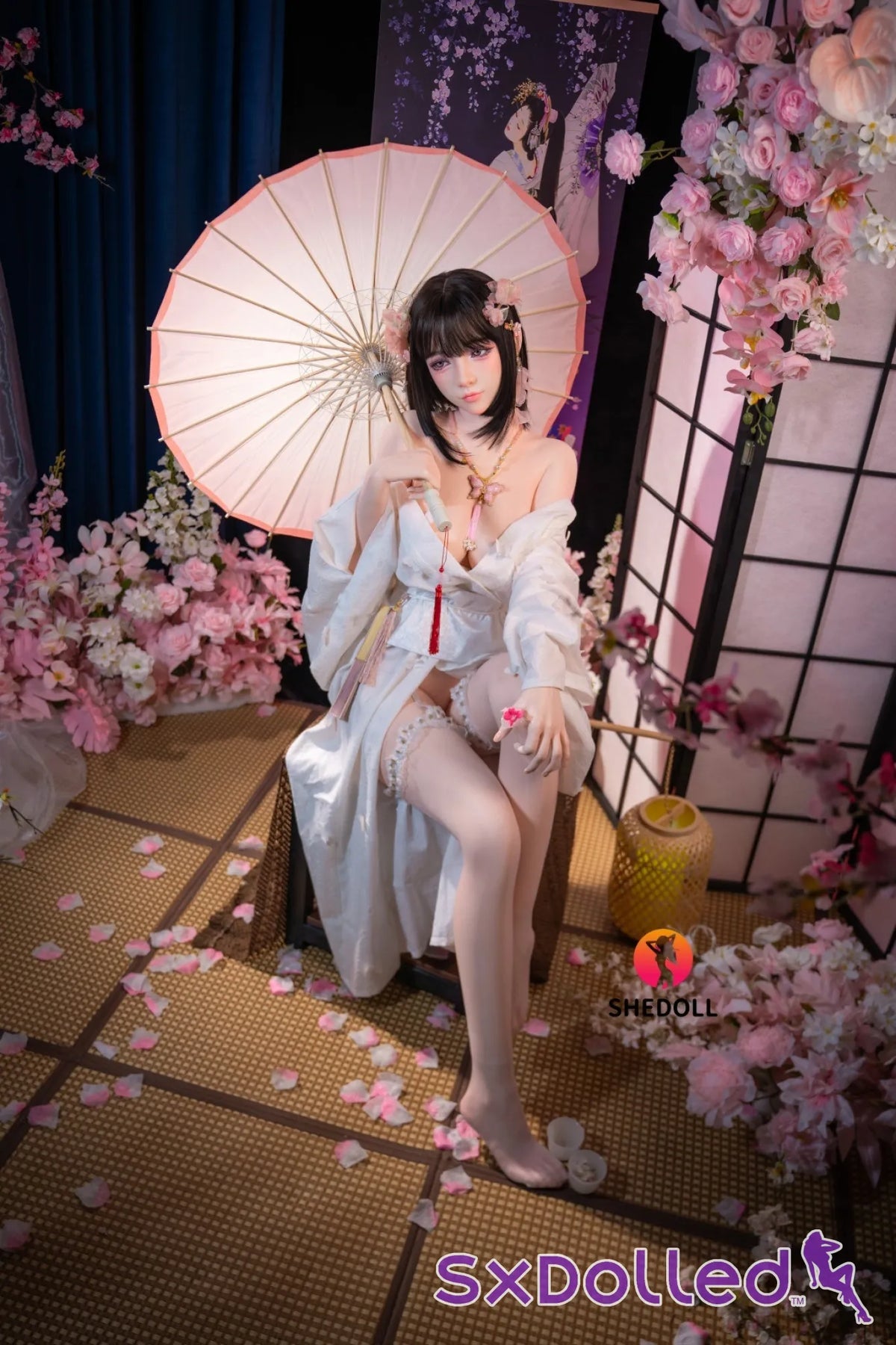 Cynthia B (D-Cup) (168cm) | Floral Kimono Beauty Sex Doll | SHEDOLL - D-Cup / 168cm / Black - Sex Doll