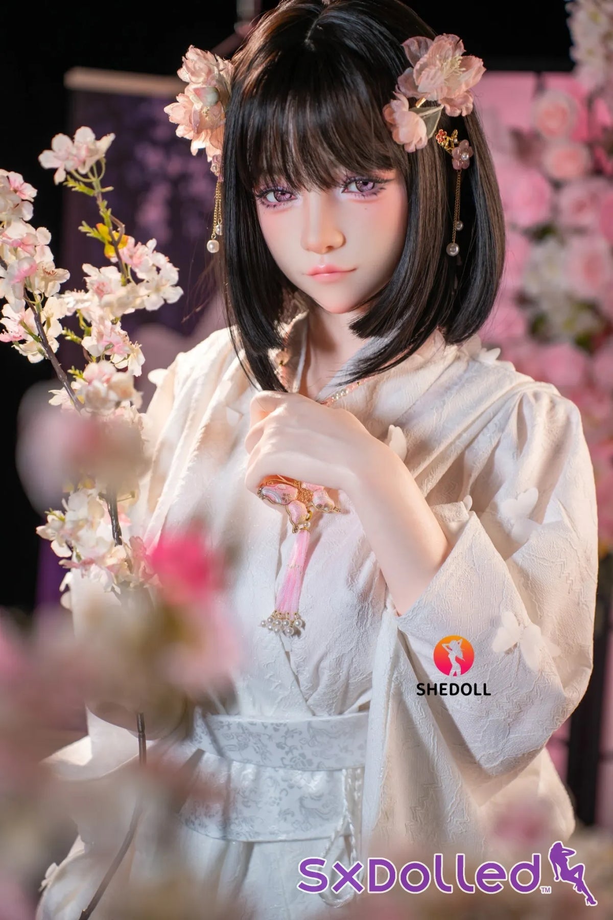 Cynthia B (D-Cup) (168cm) | Floral Kimono Beauty Sex Doll | SHEDOLL - D-Cup / 168cm / Black - Sex Doll