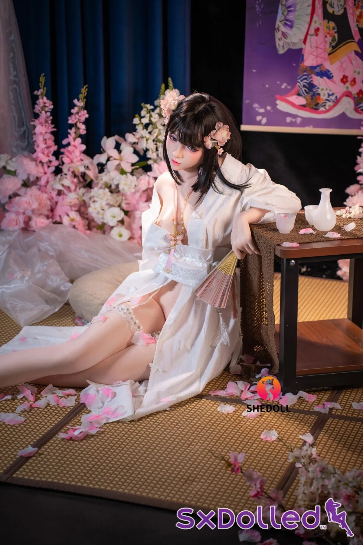 Cynthia B (D-Cup) (168cm) | Floral Kimono Beauty Sex Doll | SHEDOLL - D-Cup / 168cm / Black - Sex Doll