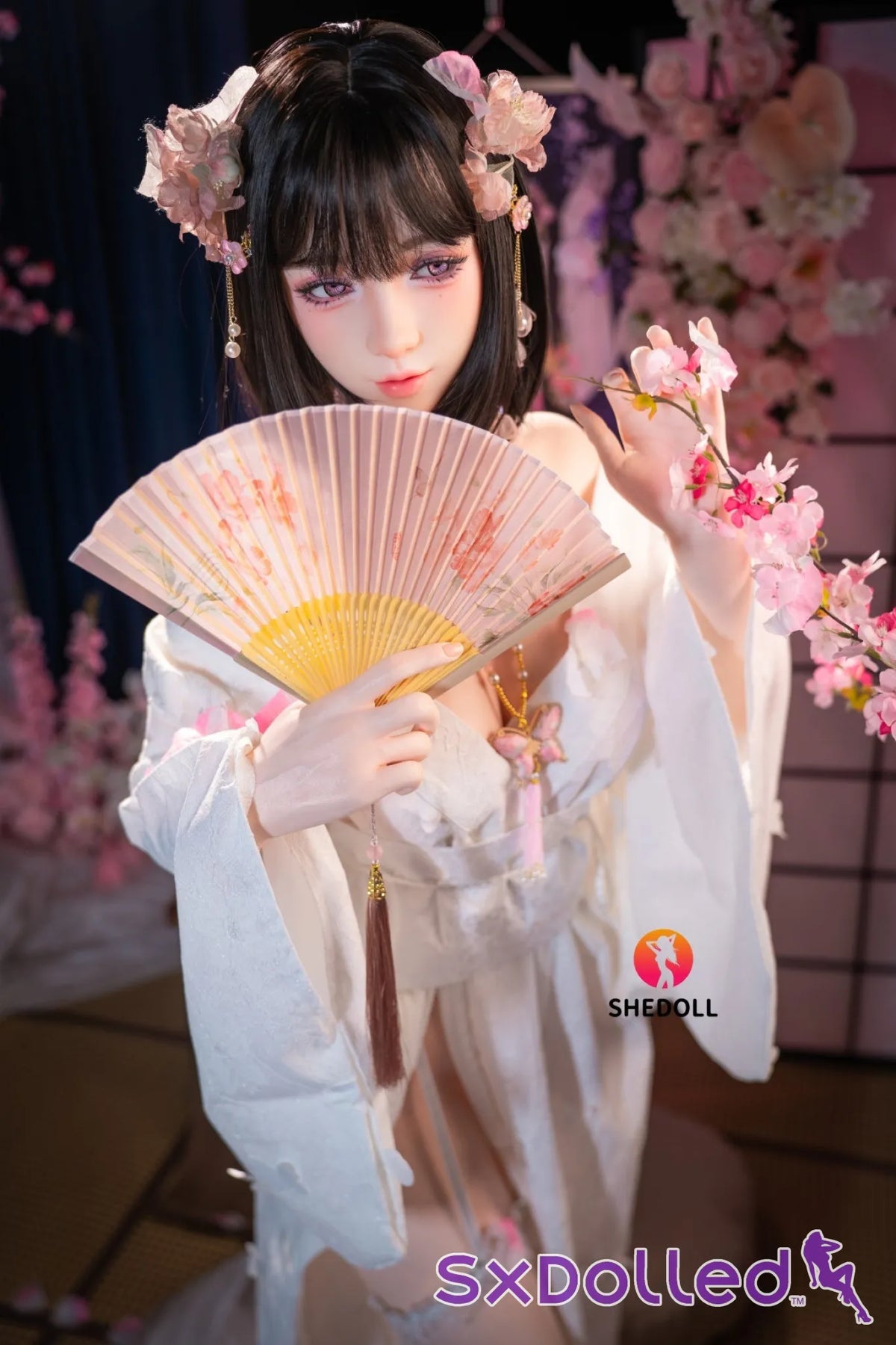 Cynthia B (D-Cup) (168cm) | Floral Kimono Beauty Sex Doll | SHEDOLL - D-Cup / 168cm / Black - Sex Doll