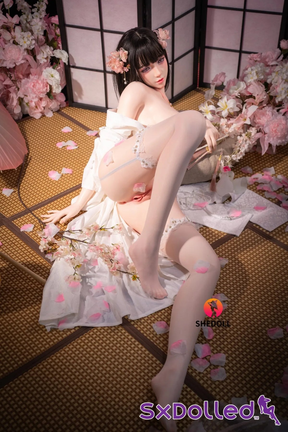 Cynthia B (D-Cup) (168cm) | Floral Kimono Beauty Sex Doll | SHEDOLL - D-Cup / 168cm / Black - Sex Doll