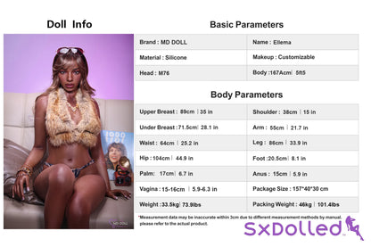 Ellema A (D-Cup) (167cm) | Brown Haired Curvy Sex Doll | MD Doll - D-Cup / 167cm / Brunette - Sex Doll