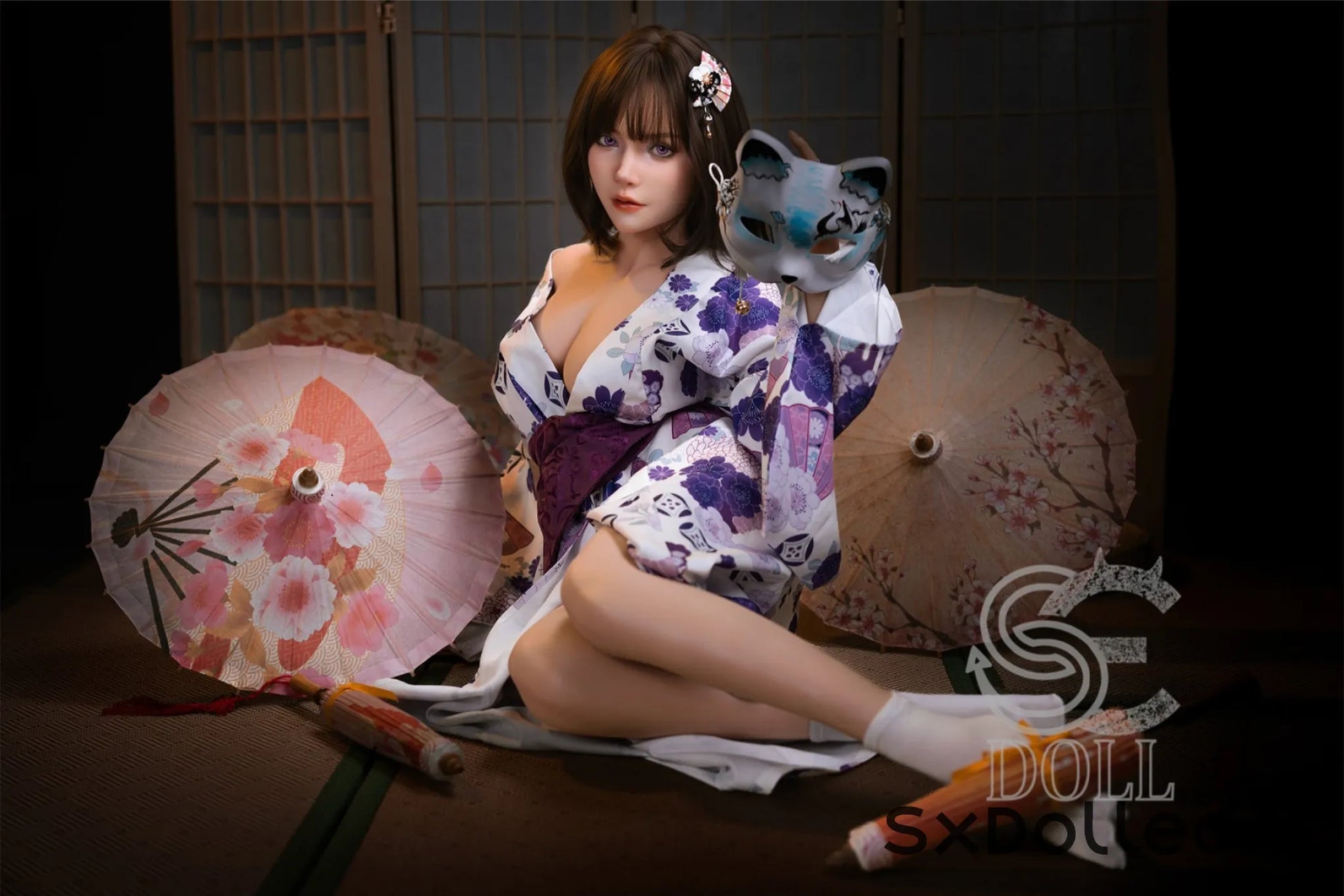 Kemeny.E (D Cup) (155cm) | Purple Eyed Kimono Sex Doll | SE Doll D Cup / 155cm / Brunette Sex Doll