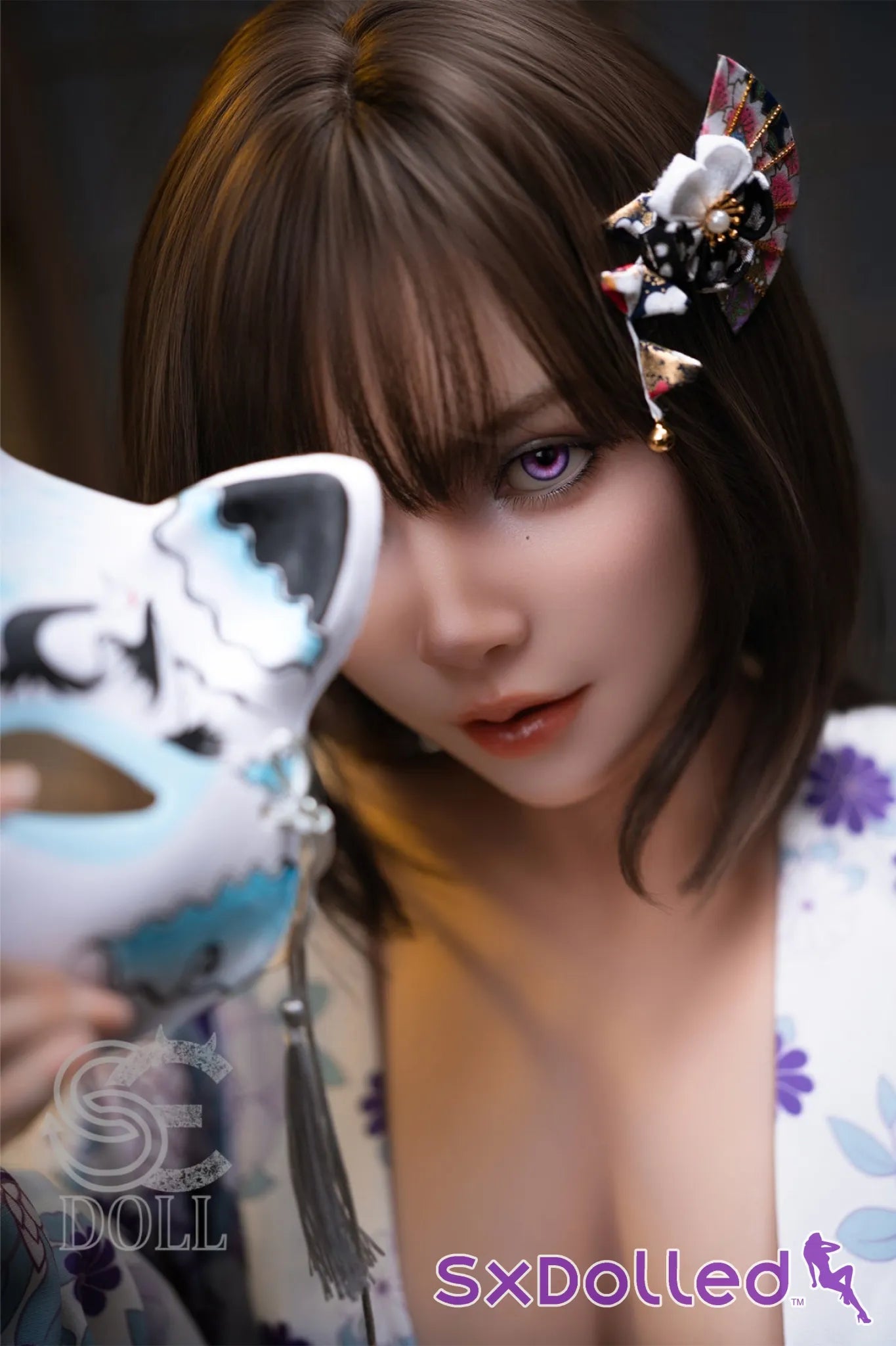 Kemeny.E (D Cup) (155cm) | Purple Eyed Kimono Sex Doll | SE Doll D Cup / 155cm / Brunette Sex Doll