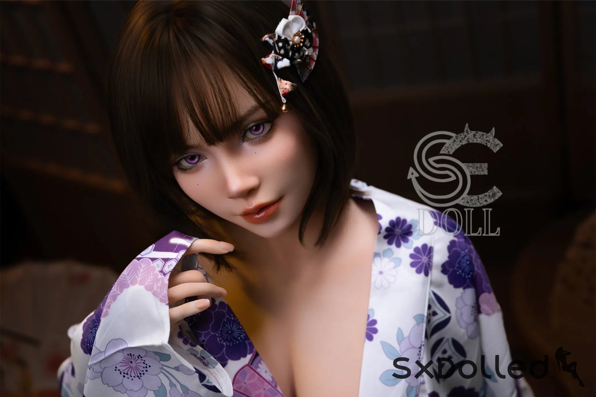 Kemeny.E (D Cup) (155cm) | Purple Eyed Kimono Sex Doll | SE Doll D Cup / 155cm / Brunette Sex Doll