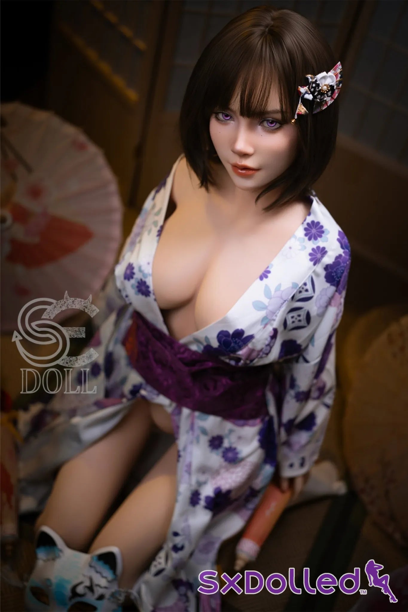 Kemeny.E (D Cup) (155cm) | Purple Eyed Kimono Sex Doll | SE Doll D Cup / 155cm / Brunette Sex Doll