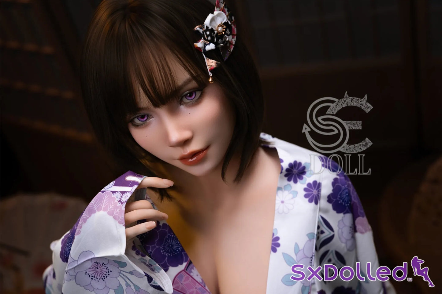 Kemeny.E (D Cup) (155cm) | Purple Eyed Kimono Sex Doll | SE Doll D Cup / 155cm / Brunette Sex Doll