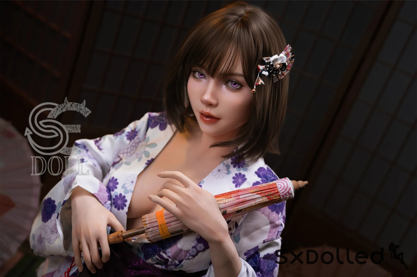Kemeny.E (D Cup) (155cm) | Purple Eyed Kimono Sex Doll | SE Doll D Cup / 155cm / Brunette Sex Doll