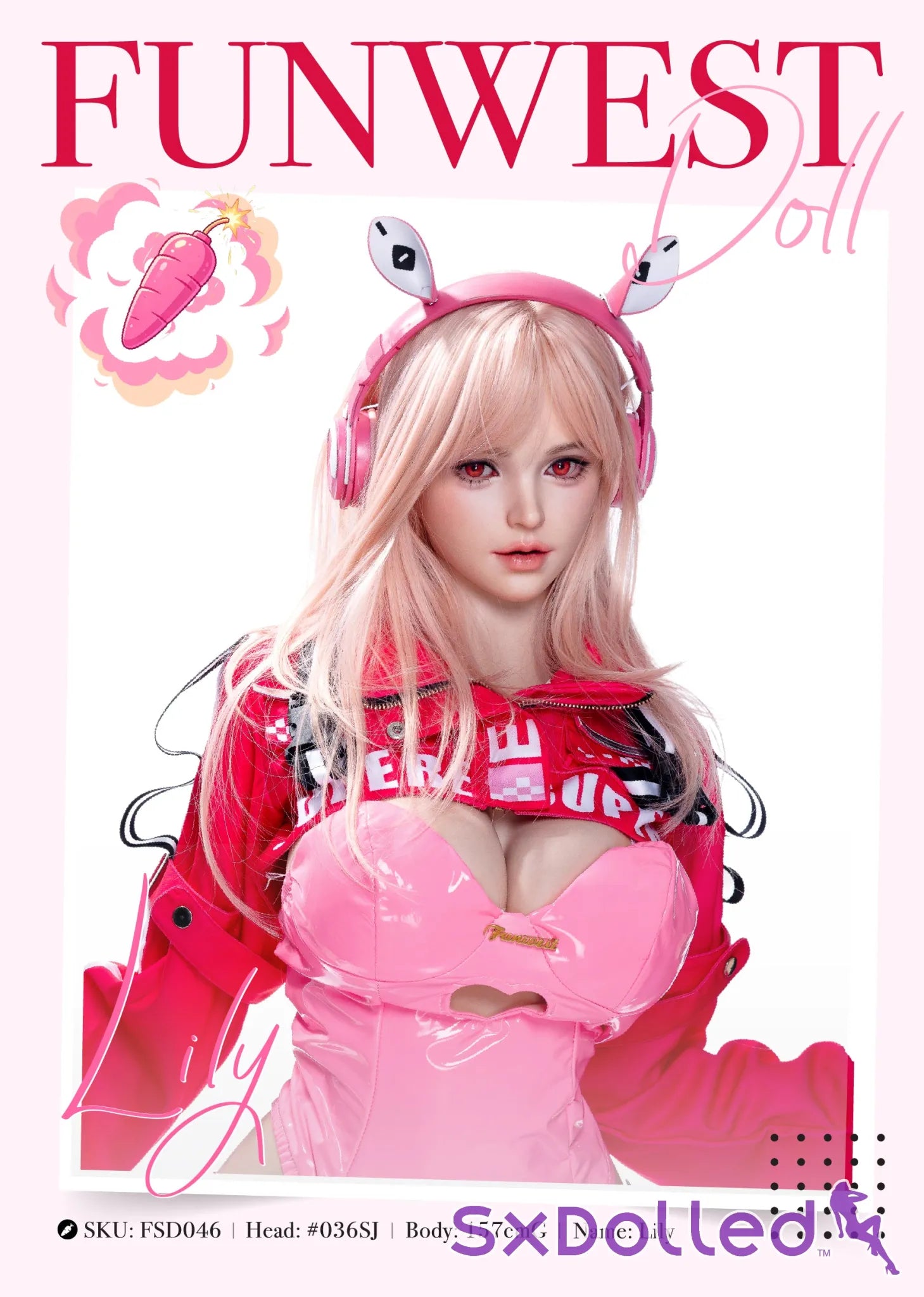 Lily C (G-Cup) (157cm) | Bunny Cosplay Sex Doll | Funwest Doll - G-Cup / 157cm / Pink - Sex Doll