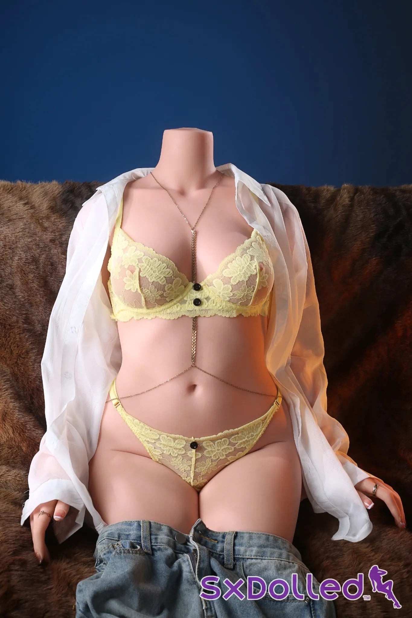Nola B (B-Cup) (94cm) | Sex Doll Torso With Arms | Fire Doll - B-Cup / 94cm / Black - Sex Torso