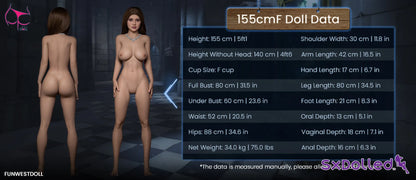 Rose F (F-Cup) (155cm) | Smiling Chick Sex Doll | Funwest Doll - F-Cup / 155cm / Brunette - Sex Doll