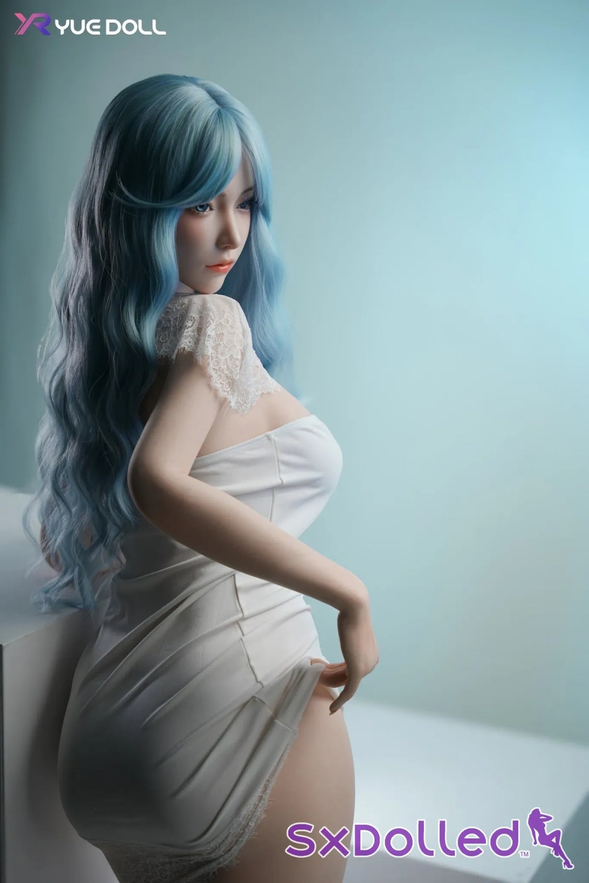 Tori E (I-Cup) (158cm) | Blue-Haired White Dress Sex Doll | Yue Doll - I-Cup / 158cm / Blue - Sex Doll