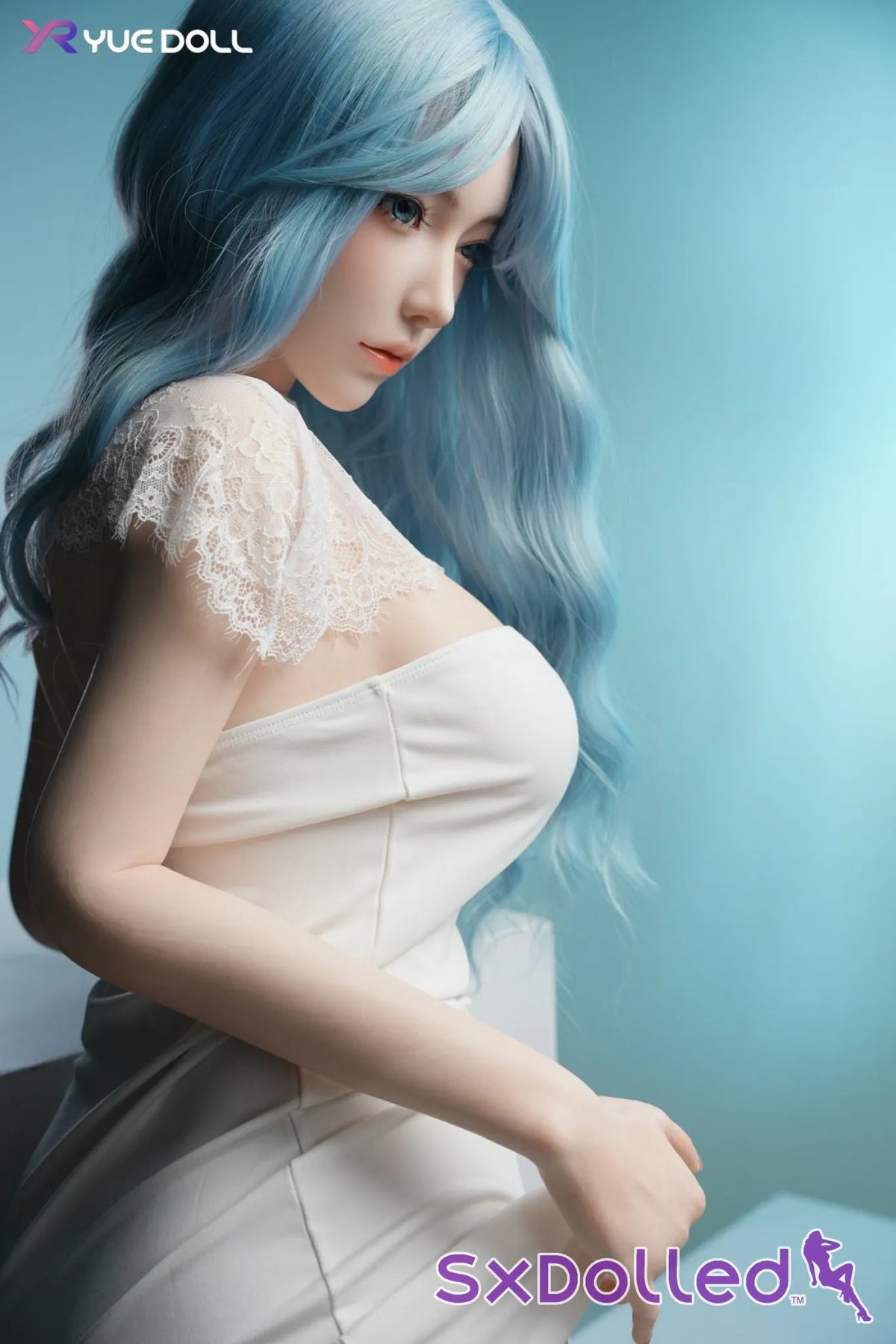 Tori E (I-Cup) (158cm) | Blue-Haired White Dress Sex Doll | Yue Doll - I-Cup / 158cm / Blue - Sex Doll